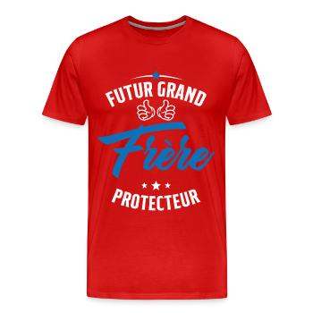 Futur Grand frère Protecteur Cadeau Humour - T-shirt bio Premium Homme - rouge - Devant - Damien (186cm)