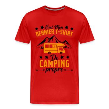 Mon Dernier T-shirt de Camping Cadeau - T-shirt bio Premium Homme - rouge - Devant - Damien (186cm)