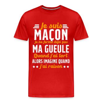 Maçon humour je ne ferme pas ma gueule maçonnerie - T-shirt bio Premium Homme - rouge - Devant - Damien (186cm)