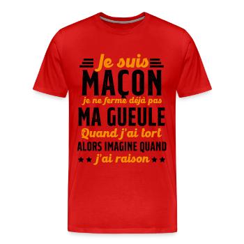 Maçon humour je ne ferme pas ma gueule maçonnerie - T-shirt bio Premium Homme - rouge - Devant - Damien (186cm)