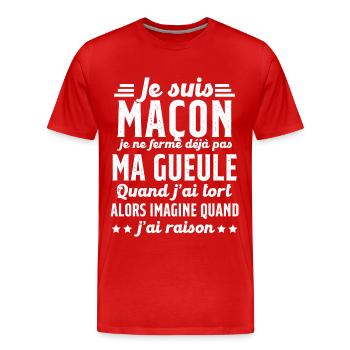 Maçon humour je ne ferme pas ma gueule maçonnerie - T-shirt bio Premium Homme - rouge - Devant - Damien (186cm)
