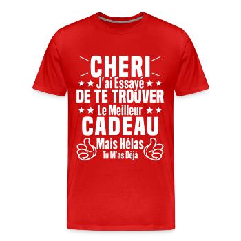 Chéri Saint Valentin Amour Couple Humour - T-shirt bio Premium Homme - rouge - Devant - Damien (186cm)