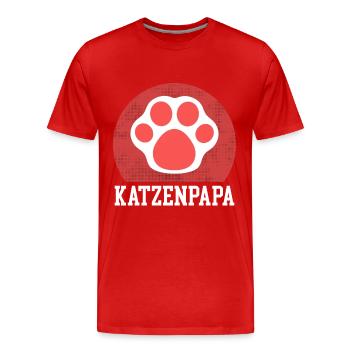 Katzenpapa Katzen | Katzenbesitzer Geschenk - Männer Premium Bio T-Shirt - Rot - Vorne - Damien (186cm)