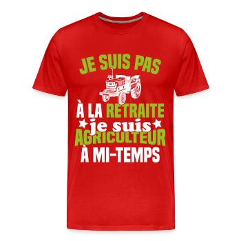 Idée cadeau pour un agriculteur retraité - T-shirt bio Premium Homme - rouge - Devant - Damien (186cm)
