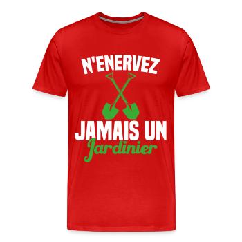 N'enervez Jamais Un Jardinier Jardin - T-shirt bio Premium Homme - rouge - Devant - Damien (186cm)