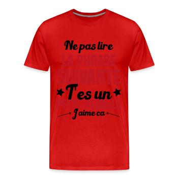 Ne pas lire la phrase suivante - T-shirt bio Premium Homme - rouge - Devant - Damien (186cm)