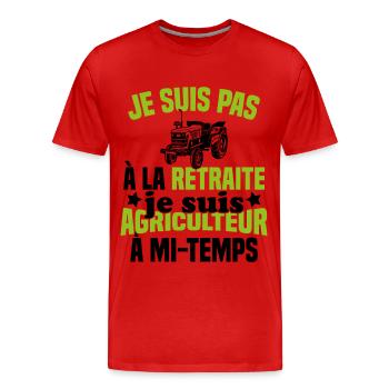 Idée cadeau pour un agriculteur retraité - T-shirt bio Premium Homme - rouge - Devant - Damien (186cm)