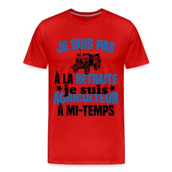 Idée cadeau pour un agriculteur retraité - T-shirt bio Premium Homme - rouge - Devant - Damien (186cm)