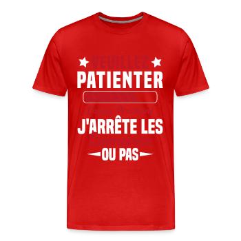 J'arrête les conneries humour - T-shirt bio Premium Homme - rouge - Devant - Damien (186cm)