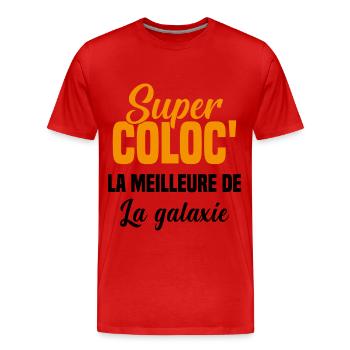 Super colocataire cadeau drôle fille coloc - T-shirt bio Premium Homme - rouge - Devant - Damien (186cm)