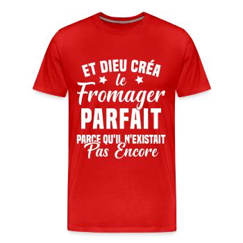 Fromager cadeau drôle fromage fromagerie - T-shirt bio Premium Homme - rouge - Devant - Damien (186cm)