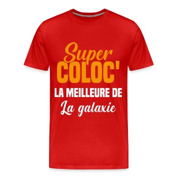 Super colocataire cadeau drôle fille coloc - T-shirt bio Premium Homme - rouge - Devant - Damien (186cm)