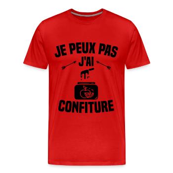 je peux pas j'ai confiture idée cadeau humour - T-shirt bio Premium Homme - rouge - Devant - Damien (186cm)
