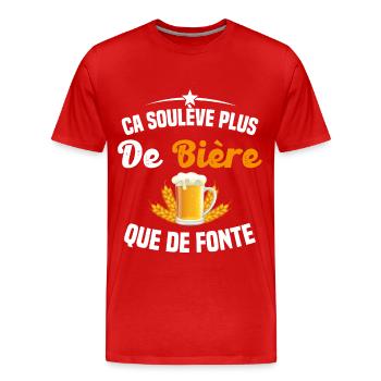 Soulève Plus De Bière Que De Fonte - T-shirt bio Premium Homme - rouge - Devant - Damien (186cm)