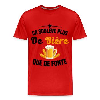 Soulève Plus De Bière Que De Fonte - T-shirt bio Premium Homme - rouge - Devant - Damien (186cm)