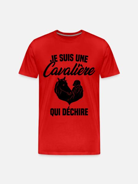 Je suis Une Cavalière Qui Déchire Chevaux Cadeau - T-shirt bio Premium Homme - rouge