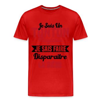 Tonton Magicien Apéro Drôle Bière - T-shirt bio Premium Homme - rouge - Devant - Damien (186cm)