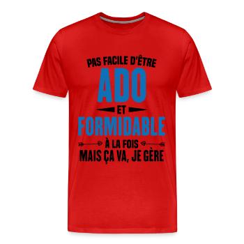 Pas Facile d'Être Ado Et Formidable À La Fois - T-shirt bio Premium Homme - rouge - Devant - Damien (186cm)