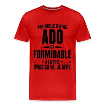 Pas Facile d'Être Ado Et Formidable À La Fois - T-shirt bio Premium Homme - rouge - Devant - Damien (186cm)