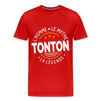 Tonton l'homme le mythe la légende Cadeau Tonton - T-shirt bio Premium Homme - rouge - Devant - Damien (186cm)