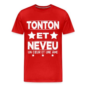 Tonton et Neveu Cadeau Humour - T-shirt bio Premium Homme - rouge - Devant - Damien (186cm)