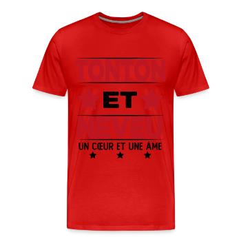 Tonton et Neveu Cadeau Humour - T-shirt bio Premium Homme - rouge - Devant - Damien (186cm)