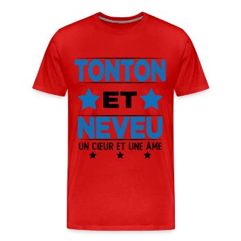 Tonton et Neveu Cadeau Humour - T-shirt bio Premium Homme - rouge - Devant - Damien (186cm)
