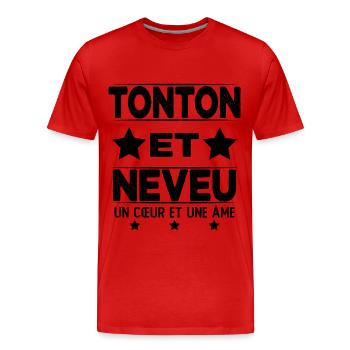 Tonton et Neveu Cadeau Humour - T-shirt bio Premium Homme - rouge - Devant - Damien (186cm)