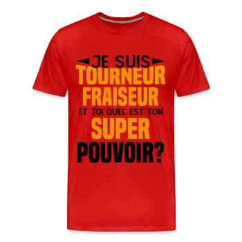 Tourneur fraiseur Cadeau drôles - T-shirt bio Premium Homme - rouge - Devant - Damien (186cm)