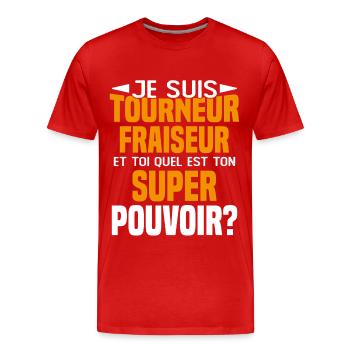 Tourneur fraiseur Cadeau drôles - T-shirt bio Premium Homme - rouge - Devant - Damien (186cm)
