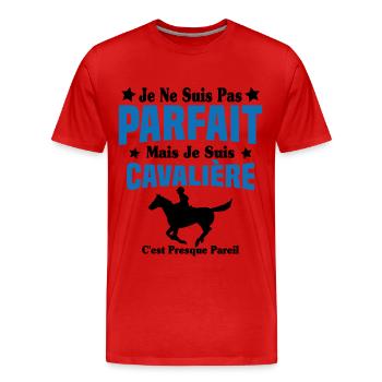 Je ne suis pas Parfait mais je suis Cavalière - T-shirt bio Premium Homme - rouge - Devant - Damien (186cm)
