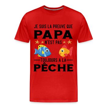 Papa Pêche Pêcheur Bébé Nourrisson Naissance - T-shirt bio Premium Homme - rouge - Devant - Damien (186cm)