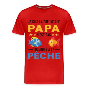 Papa Pêche Pêcheur Bébé Nourrisson Naissance - T-shirt bio Premium Homme - rouge - Devant - Damien (186cm)