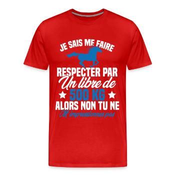 Cadeau Humour Cheval - Citation Cheval Cadeau - T-shirt bio Premium Homme - rouge - Devant - Damien (186cm)