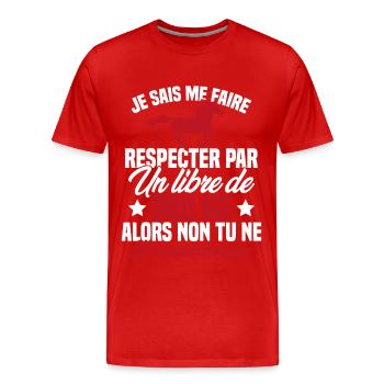 Cadeau Humour Cheval - Citation Cheval Cadeau - T-shirt bio Premium Homme - rouge - Devant - Damien (186cm)