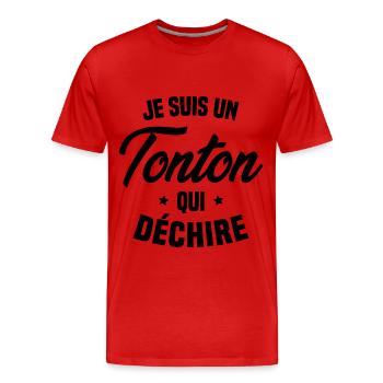 Je suis un Tonton qui déchire Cadeau Oncle Drôle - T-shirt bio Premium Homme - rouge - Devant - Damien (186cm)