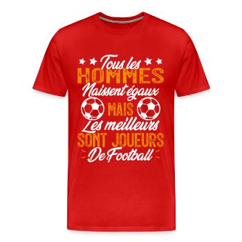 les hommes sont les meilleurs joueurs de football - T-shirt bio Premium Homme - rouge - Devant - Damien (186cm)