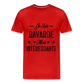 Bavarde mais intéressante - T-shirt bio Premium Homme - rouge - Devant - Damien (186cm)