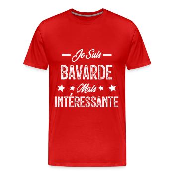 Bavarde mais intéressante - T-shirt bio Premium Homme - rouge - Devant - Damien (186cm)