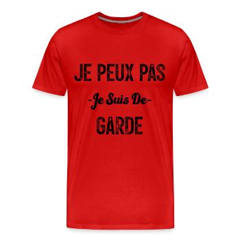 Je peux pas je suis de garde - T-shirt bio Premium Homme - rouge - Devant - Damien (186cm)