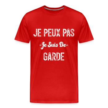 Je peux pas je suis de garde - T-shirt bio Premium Homme - rouge - Devant - Damien (186cm)
