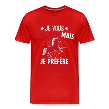 Je Vous Aime Bien Equitation Cheval Cadeau - T-shirt bio Premium Homme - rouge - Devant - Damien (186cm)