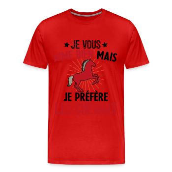 Je Vous Aime Bien Equitation Cheval Cadeau - T-shirt bio Premium Homme - rouge - Devant - Damien (186cm)