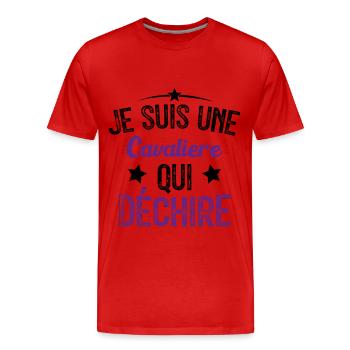 Je suis une Cavalière Qui Déchire - T-shirt bio Premium Homme - rouge - Devant - Damien (186cm)
