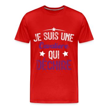 Je suis une Cavalière Qui Déchire - T-shirt bio Premium Homme - rouge - Devant - Damien (186cm)