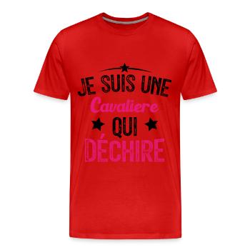 Je suis une Cavalière Qui Déchire - T-shirt bio Premium Homme - rouge - Devant - Damien (186cm)