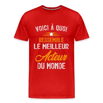 Voici à quoi ressemble le meilleur Acteur Cadeau - T-shirt bio Premium Homme - rouge - Devant - Damien (186cm)