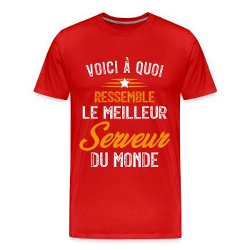 Voici à quoi ressemble le meilleur Serveur - T-shirt bio Premium Homme - rouge - Devant - Damien (186cm)