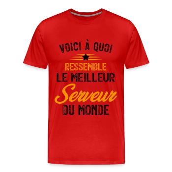 Voici à quoi ressemble le meilleur Serveur - T-shirt bio Premium Homme - rouge - Devant - Damien (186cm)