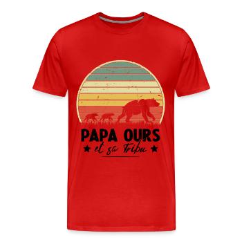 Papa ours et sa tribu Humour cadeau - T-shirt bio Premium Homme - rouge - Devant - Damien (186cm)